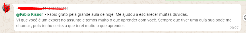 Depoimento sobre conteúdo liberado na Comunidade SalesMind