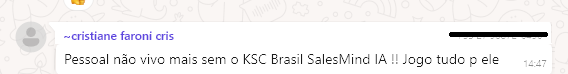 Depoimento sobre conteúdo liberado na Comunidade SalesMind